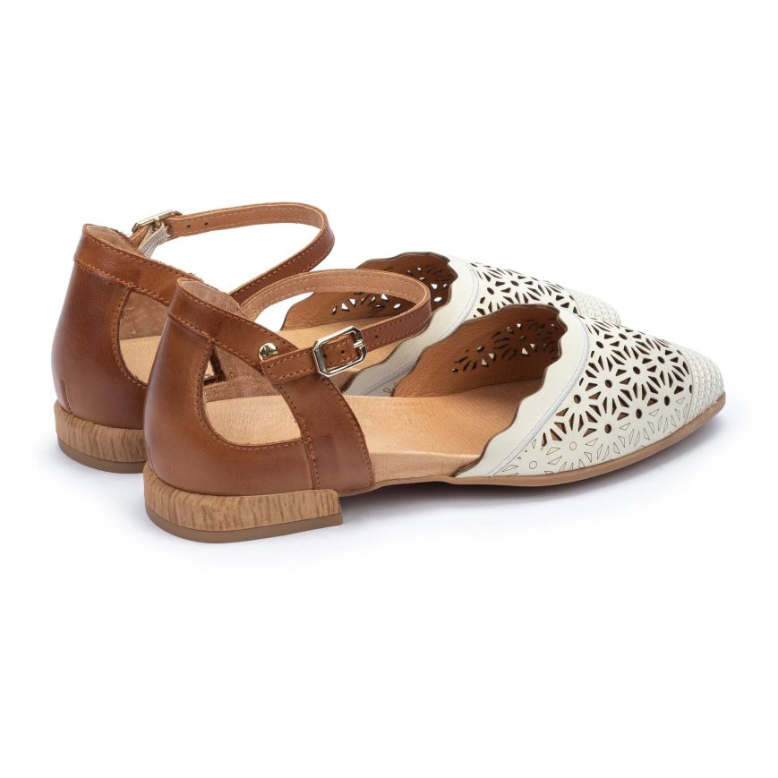 Women's Pikolinos BENISSA Flat Sandals Brown / White | NZ L7QA839